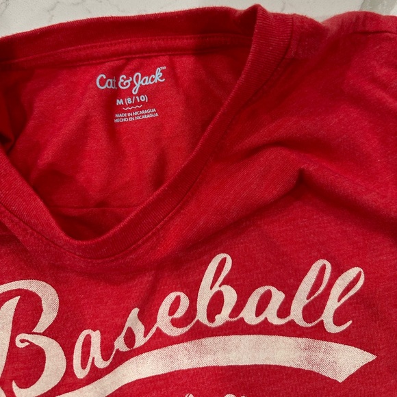 Cat & Jack Red Baseball T-Shirt Size M 8/10 - Picture 3 of 4